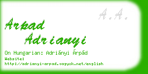 arpad adrianyi business card